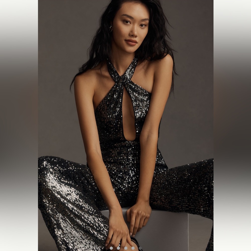 Maeve Sequin Halter Jumpsuit
